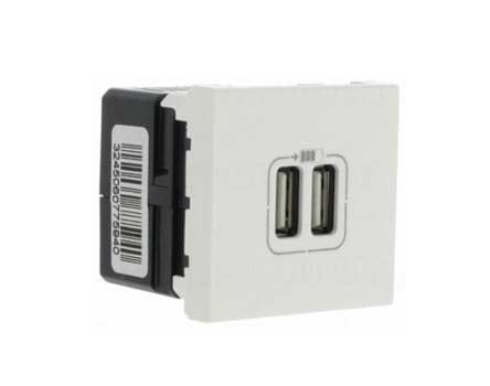 077594 Sistem Armada 2 modül iki çıkışlı 5V 1500mA kendinden USB çıkışlı priz beyaz