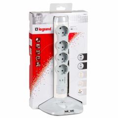 Grup priz 4 lü dikey tip parafudrlu 2xUSB ve 1xmicroUSB çıkışlı 2m kablolu