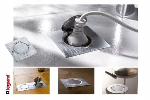 089701 LEGRAND Paslanmaz çelik IP44 donatılabilir tekli yuvarlak döşeme prizi